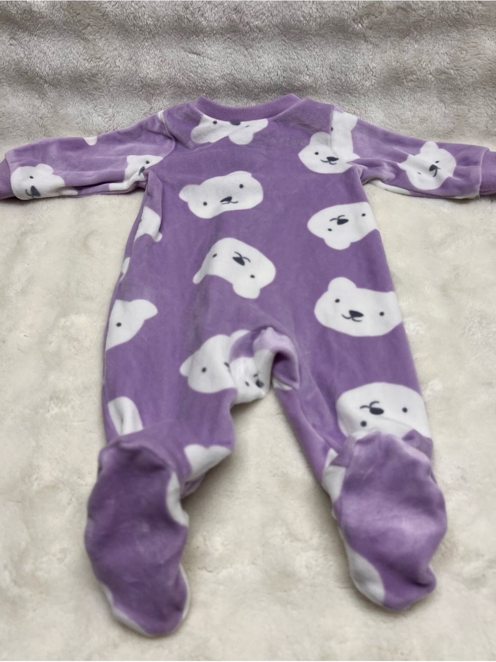 Carter's Lavender Fleece Bear Footed One-Piece - Picture 4 of 4